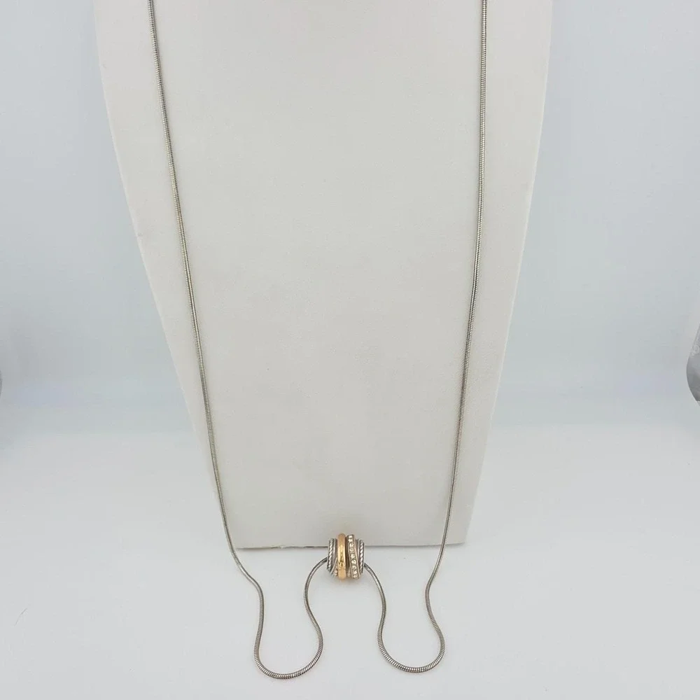 BRIGHTON Neptunes Rings Long Necklace Charm Pavé Crystals Silver Gold Plate 32